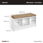 Banc de rangement 3 cubes avec coussin beige