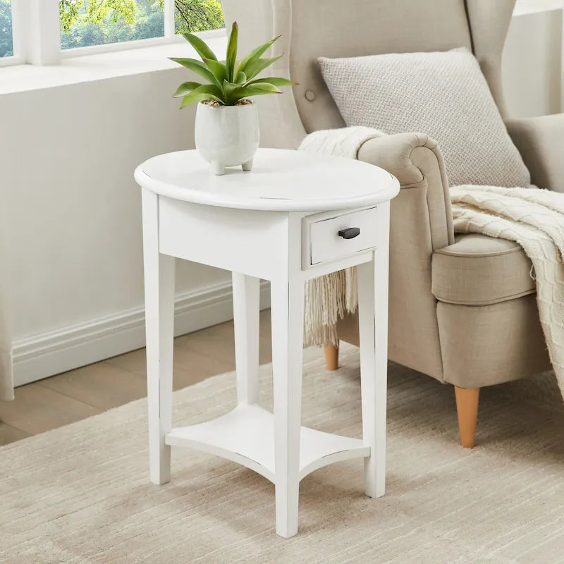 Table d'appoint ovale en bois dur