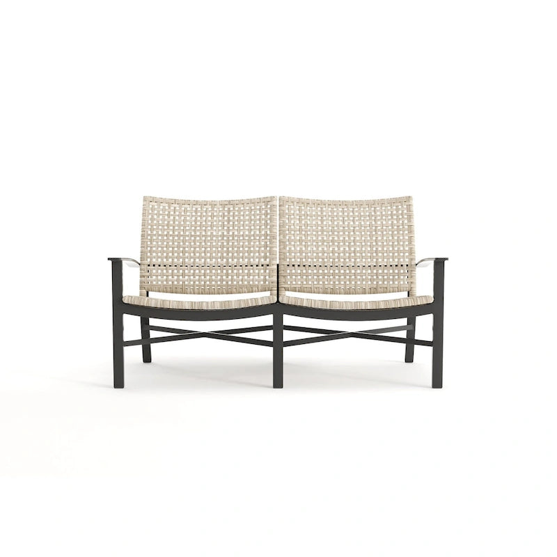 Causeuse Jasper en étain texturé et tissu tressé hêtre