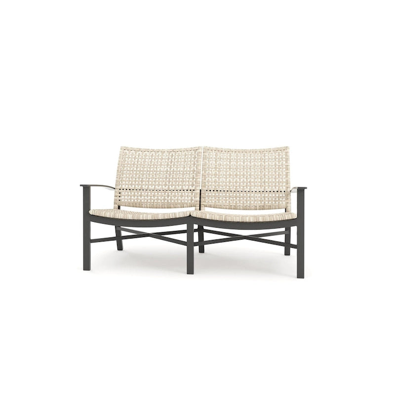 Causeuse Jasper en étain texturé et tissu tressé hêtre