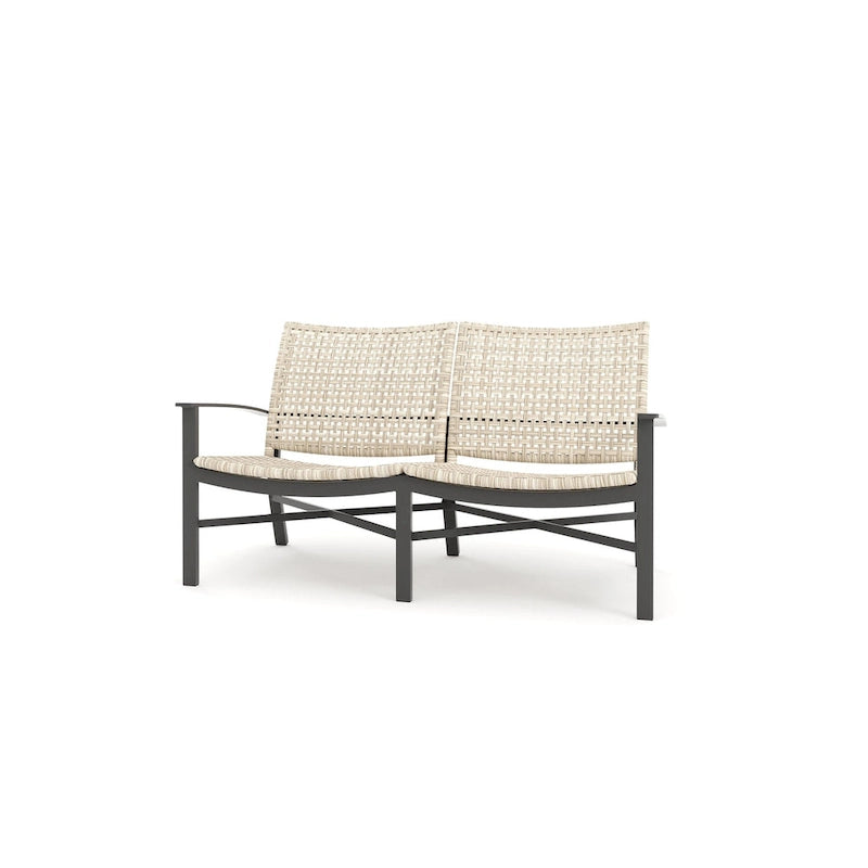 Causeuse Jasper en étain texturé et tissu tressé hêtre