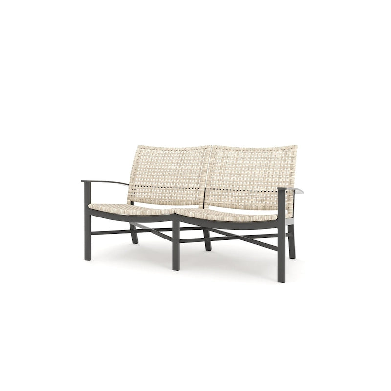 Causeuse Jasper en étain texturé et tissu tressé hêtre