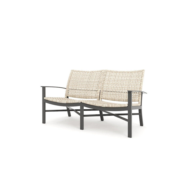 Causeuse Jasper en étain texturé et tissu tressé hêtre
