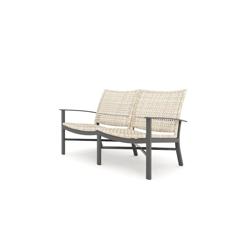 Causeuse Jasper en étain texturé et tissu tressé hêtre