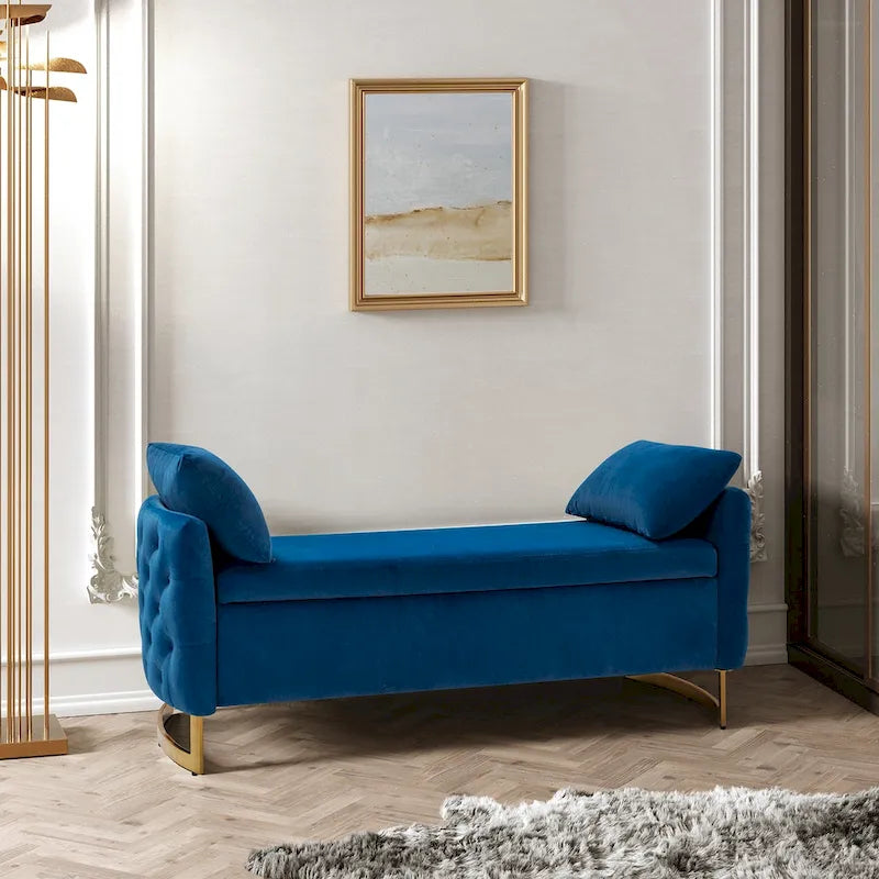 Banc de rangement capitonné Robert avec plateau relevable