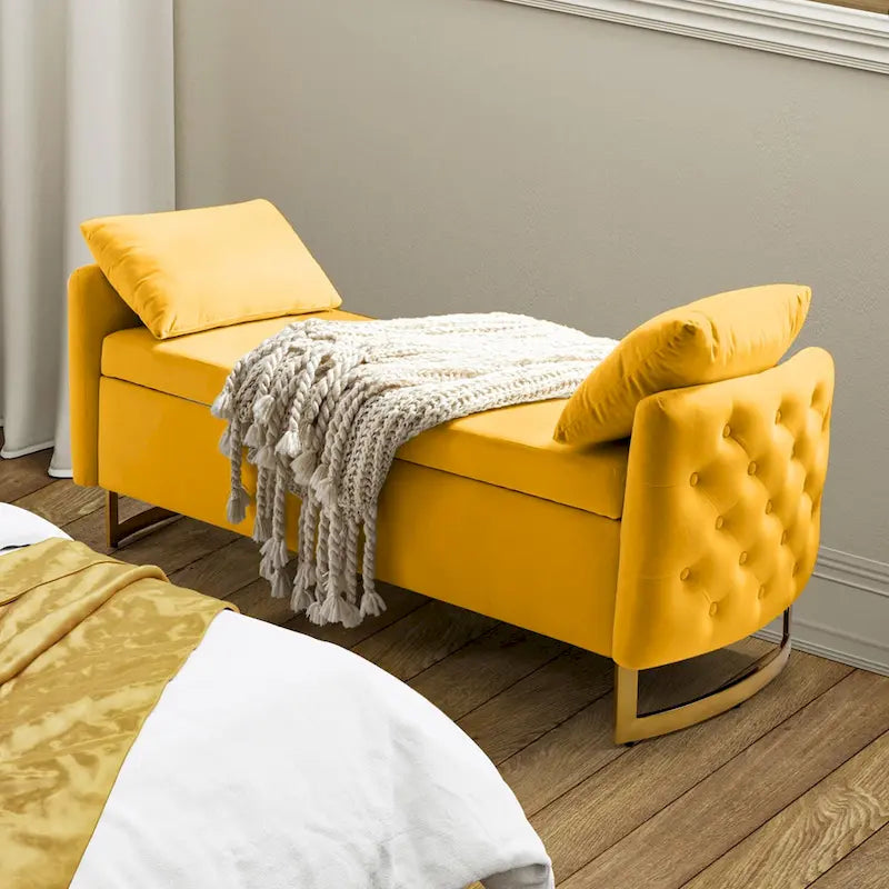 Banc de rangement capitonné Robert avec plateau relevable