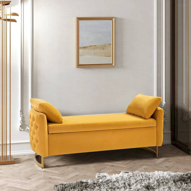 Banc de rangement capitonné Robert avec plateau relevable