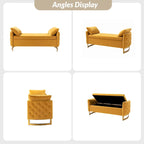 Banc de rangement capitonné Robert avec plateau relevable