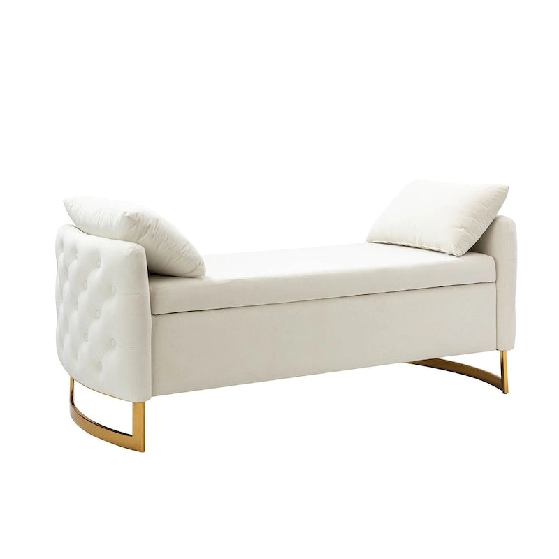 Banc de rangement capitonné Robert avec plateau relevable