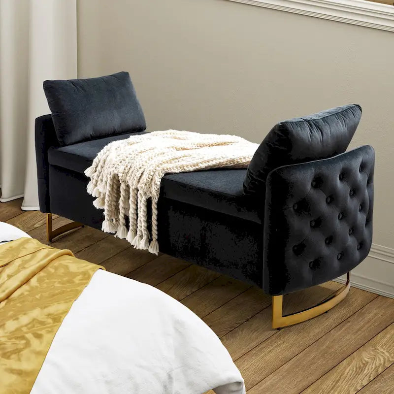 Banc de rangement capitonné Robert avec plateau relevable