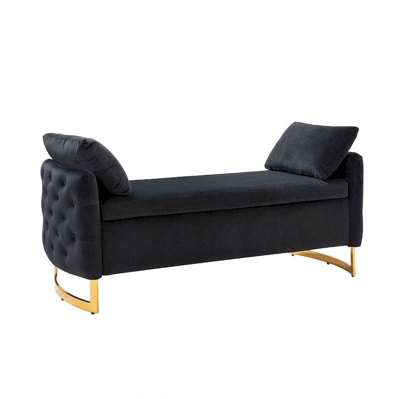 Banc de rangement capitonné Robert avec plateau relevable