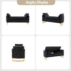 Banc de rangement capitonné Robert avec plateau relevable
