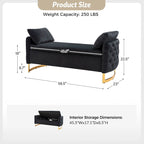 Banc de rangement capitonné Robert avec plateau relevable