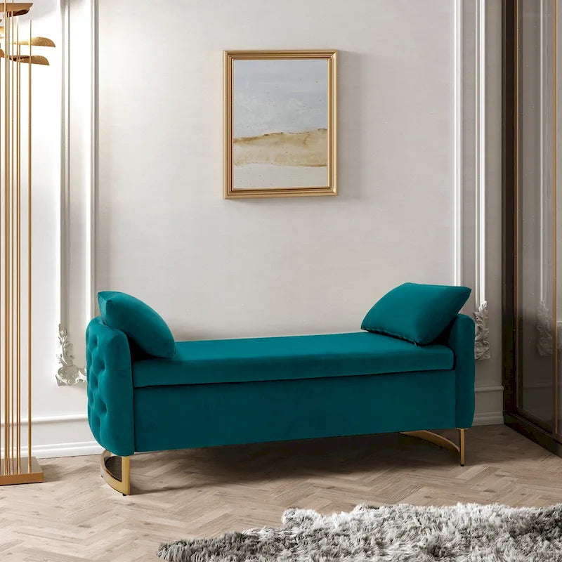 Banc de rangement capitonné Robert avec plateau relevable