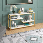 Console rectangulaire de 140 cm de large avec plateau en faux marbre