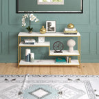 Console rectangulaire de 140 cm de large avec plateau en faux marbre