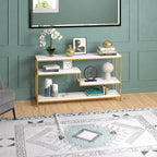 Console rectangulaire de 140 cm de large avec plateau en faux marbre