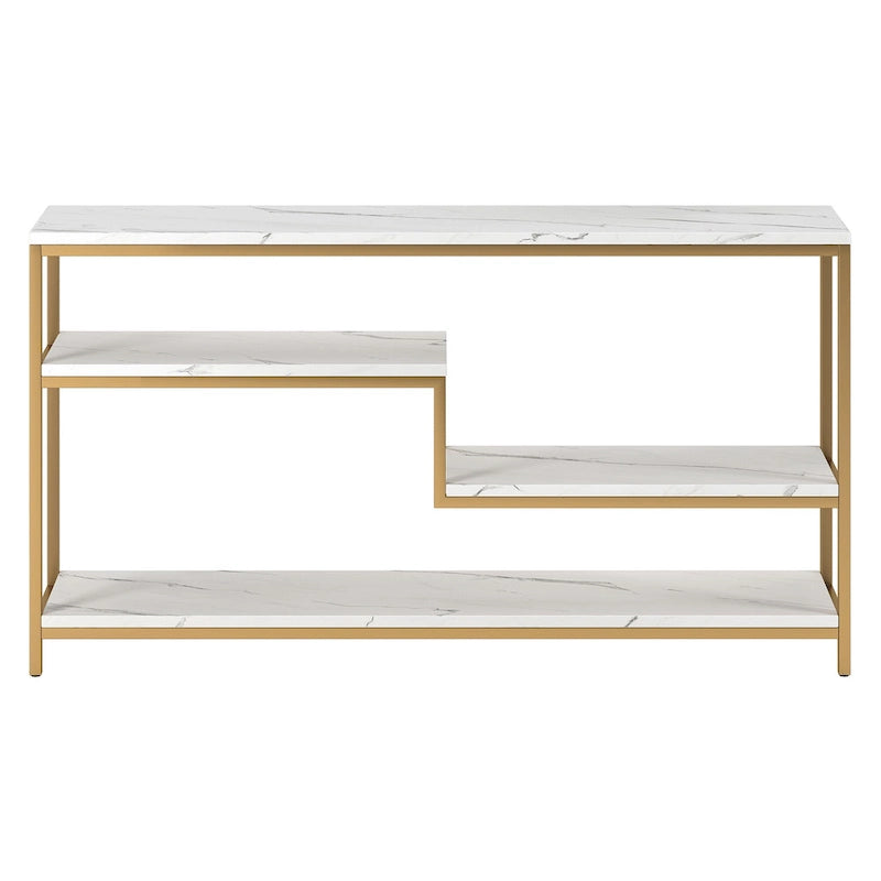 Console rectangulaire de 140 cm de large avec plateau en faux marbre