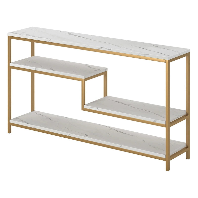 Console rectangulaire de 140 cm de large avec plateau en faux marbre