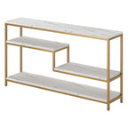 Console rectangulaire de 140 cm de large avec plateau en faux marbre