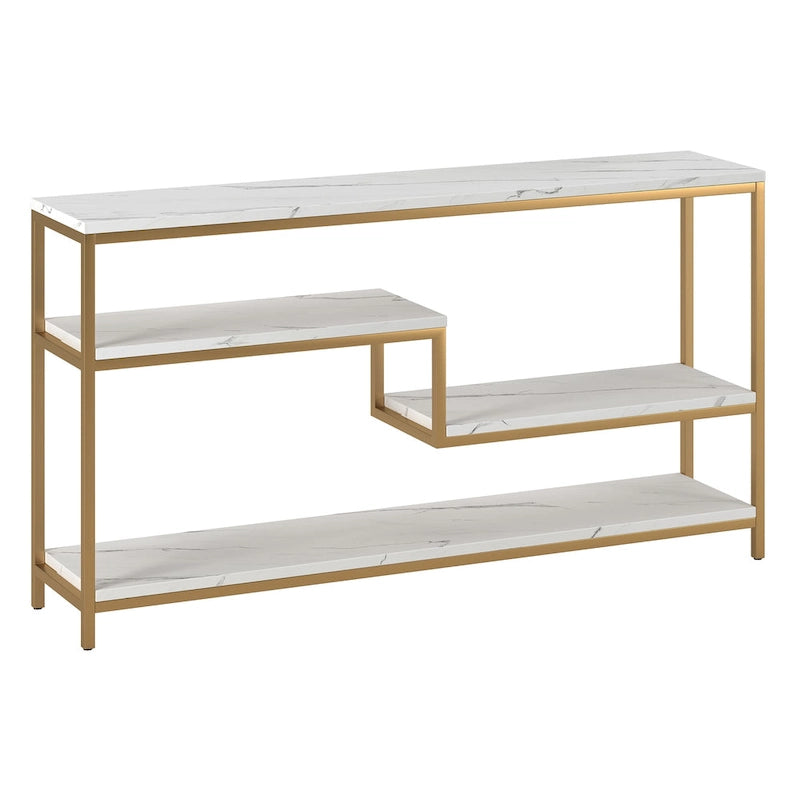 Console rectangulaire de 140 cm de large avec plateau en faux marbre