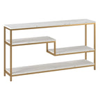 Console rectangulaire de 140 cm de large avec plateau en faux marbre