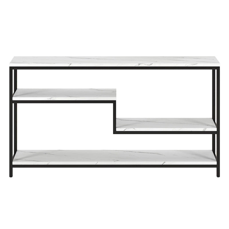 Console rectangulaire de 140 cm de large avec plateau en faux marbre