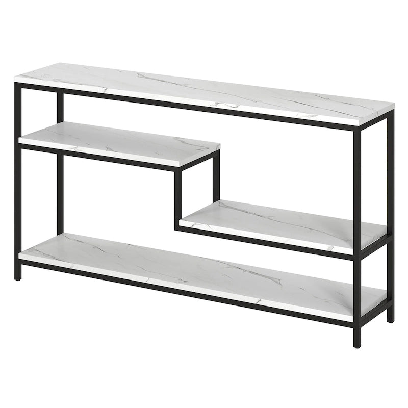 Console rectangulaire de 140 cm de large avec plateau en faux marbre
