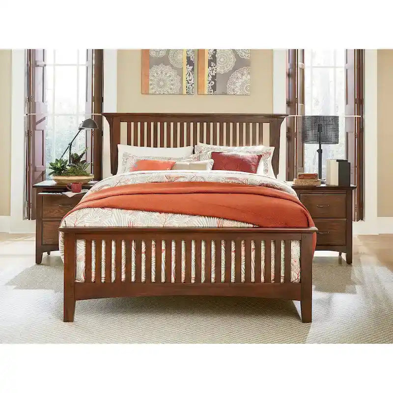 Lit en bois avec finition chêne style Modern Mission