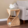 SEI Furniture Nivvan Coastal Natural Woven Fiber Side Table