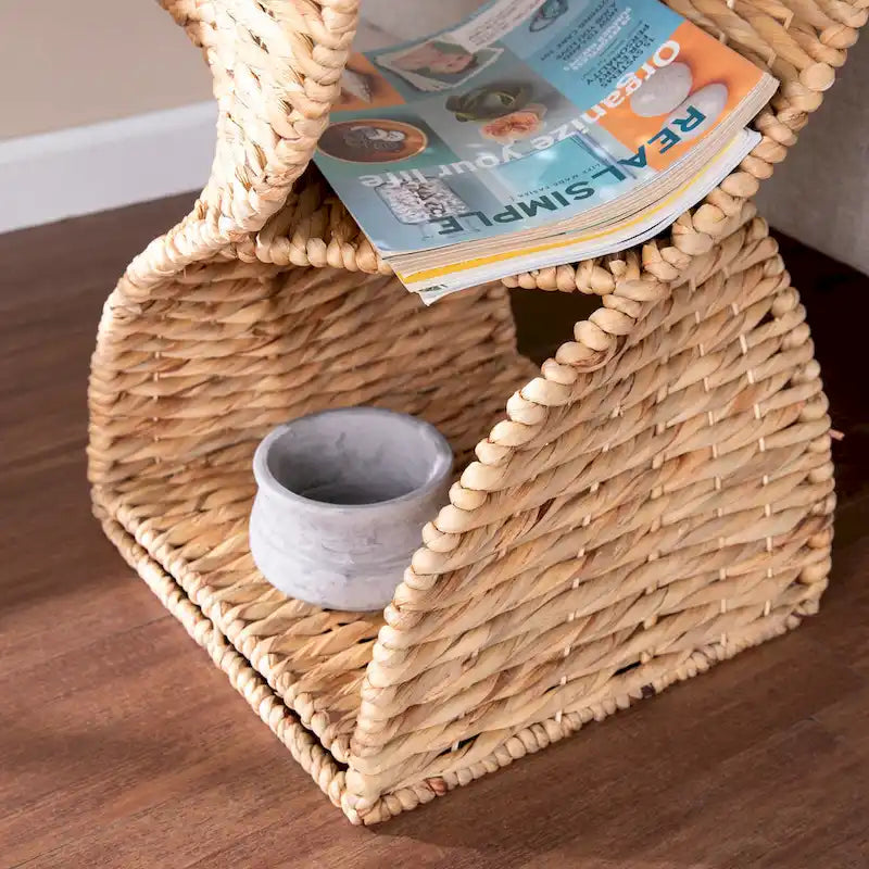 Table d'appoint côtière en fibres naturelles tressées