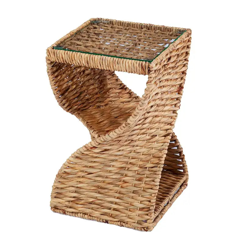 Table d'appoint côtière en fibres naturelles tressées