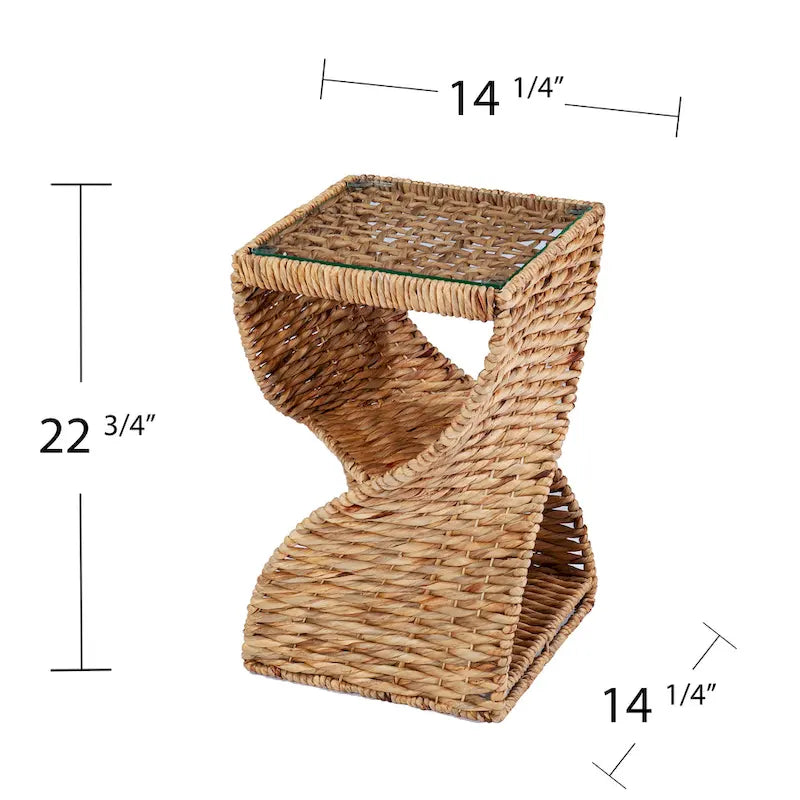 Table d'appoint côtière en fibres naturelles tressées