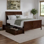 Lit plateforme Portland avec pied de lit et tiroirs de rangement assortis