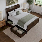 Lit plateforme Portland avec pied de lit et tiroirs de rangement assortis