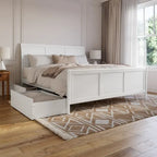 Lit plateforme Portland avec pied de lit et tiroirs de rangement assortis