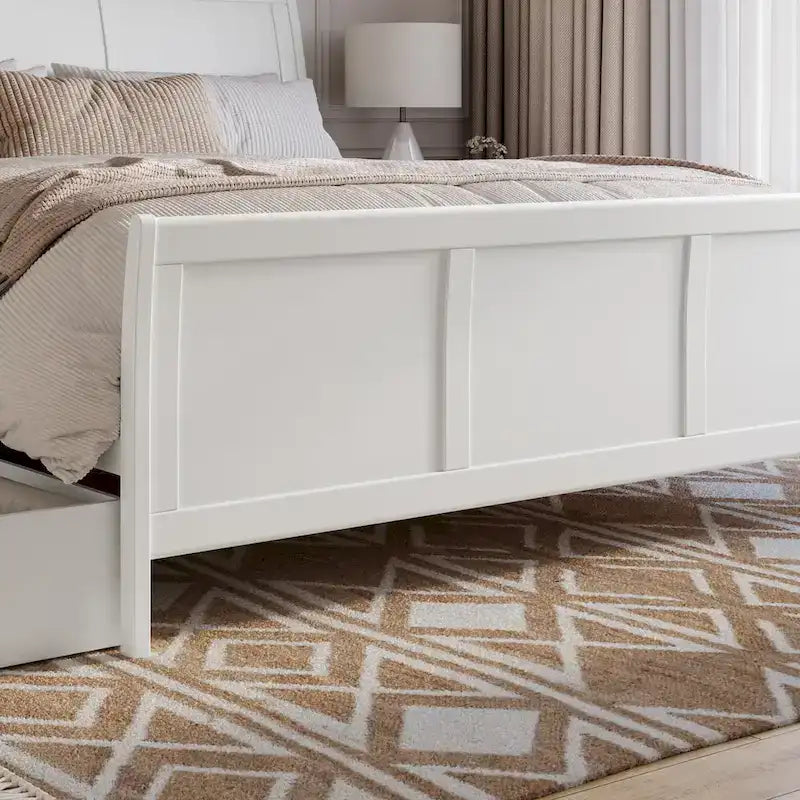 Lit plateforme Portland avec pied de lit et tiroirs de rangement assortis