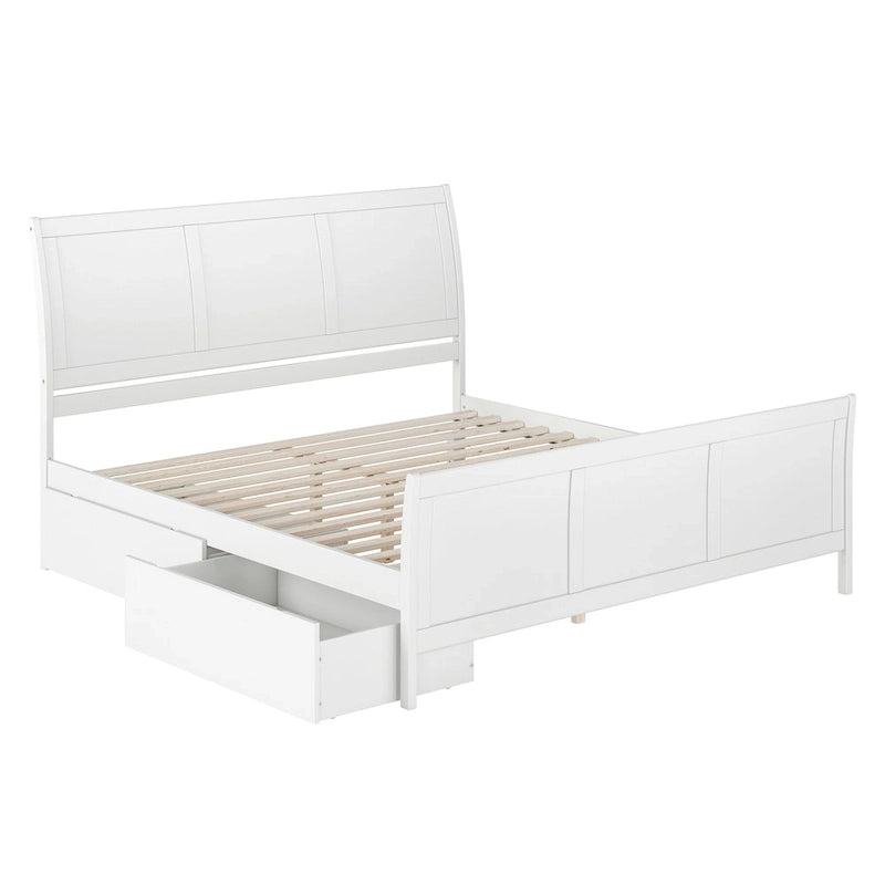 Lit plateforme Portland avec pied de lit et tiroirs de rangement assortis