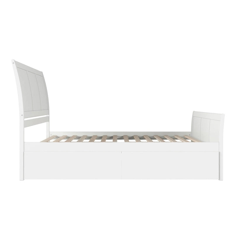 Lit plateforme Portland avec pied de lit et tiroirs de rangement assortis