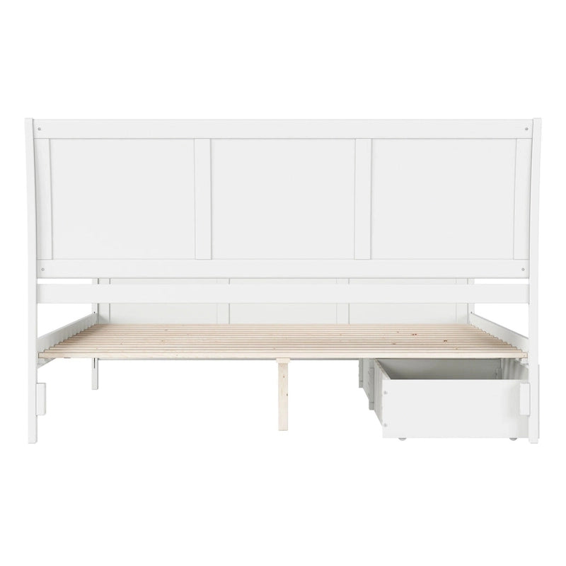 Lit plateforme Portland avec pied de lit et tiroirs de rangement assortis