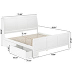 Lit plateforme Portland avec pied de lit et tiroirs de rangement assortis
