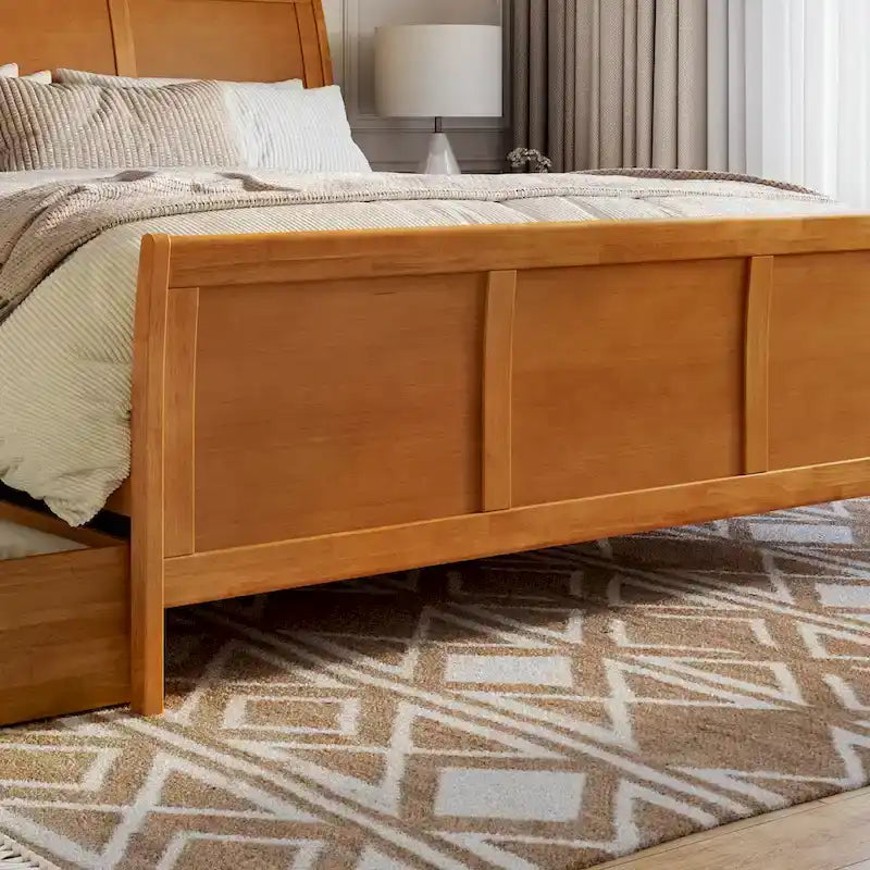 Lit plateforme Portland avec pied de lit et tiroirs de rangement assortis