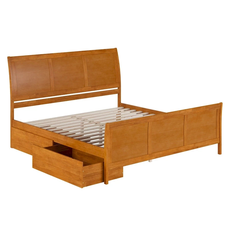 Lit plateforme Portland avec pied de lit et tiroirs de rangement assortis