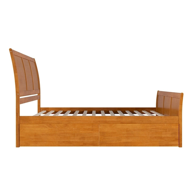 Lit plateforme Portland avec pied de lit et tiroirs de rangement assortis