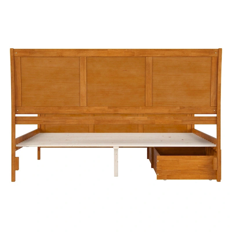 Lit plateforme Portland avec pied de lit et tiroirs de rangement assortis