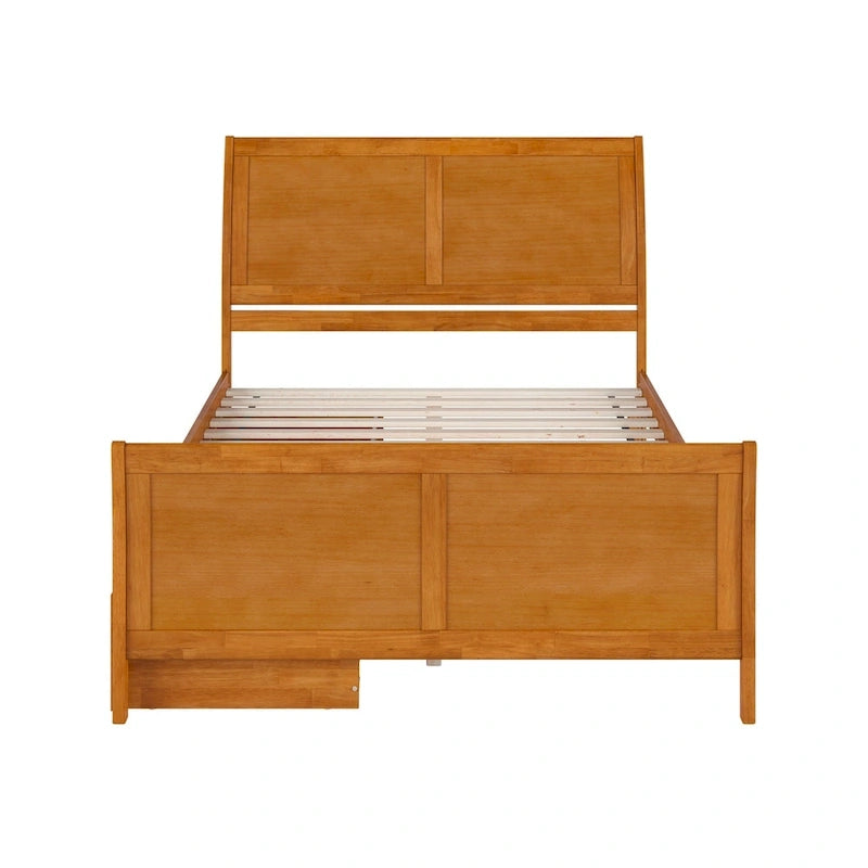 Lit plateforme Portland avec pied de lit et tiroirs de rangement assortis