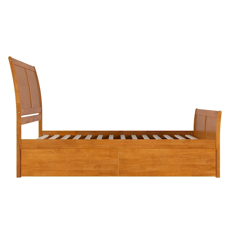 Lit plateforme Portland avec pied de lit et tiroirs de rangement assortis