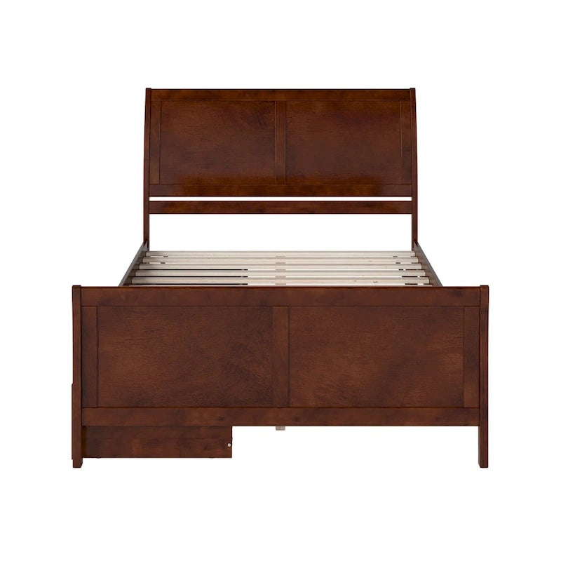 Lit plateforme Portland avec pied de lit et tiroirs de rangement assortis