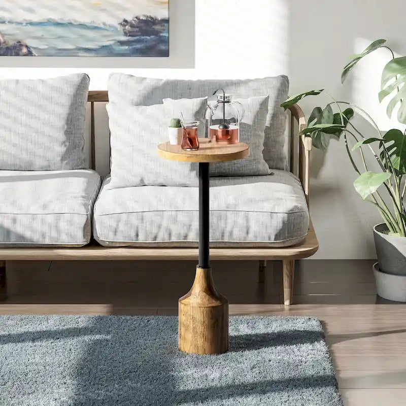 Table d'appoint sur pied de ferme, Table basse rustique en bois avec base