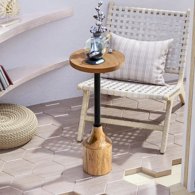 Table d'appoint sur pied de ferme, Table basse rustique en bois avec base